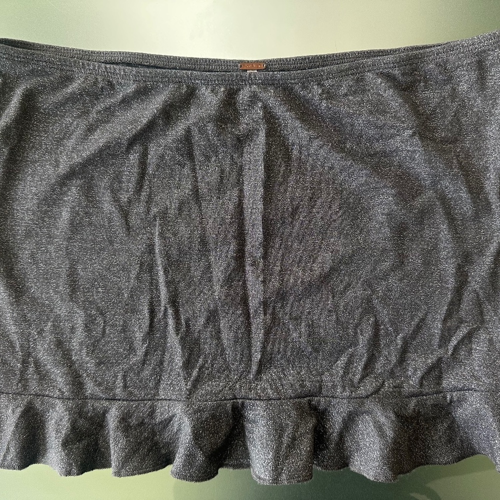 Free People Grey Sparkly Ruffle Mini Skirt